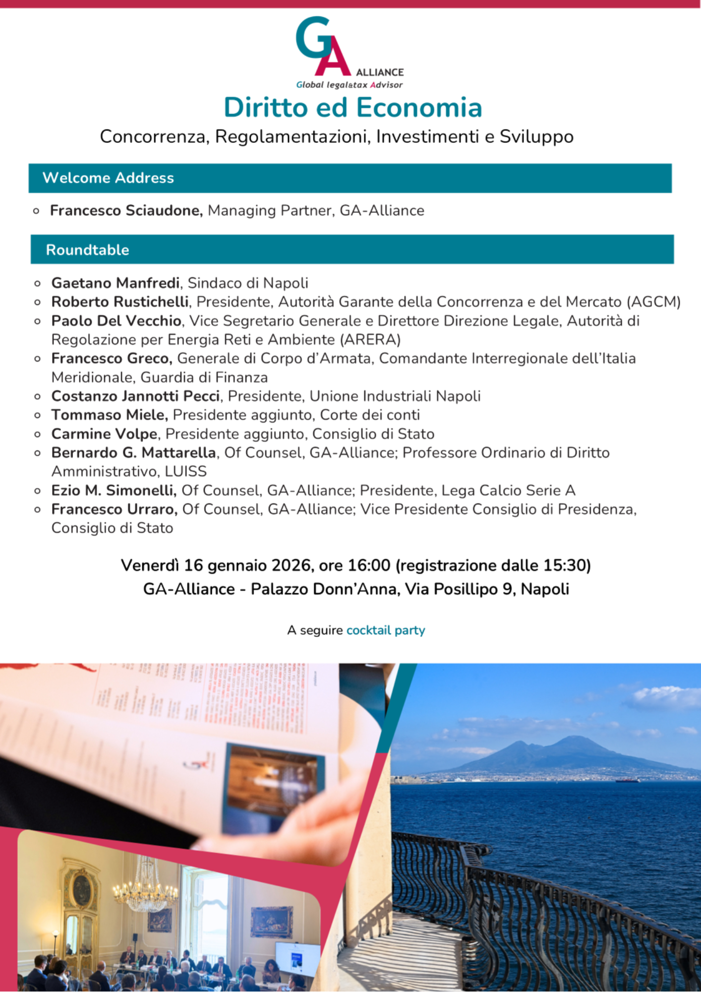 Diritto ed Economia - Concorrenza, Regolamentazioni, Investimenti e Sviluppo - Workshop